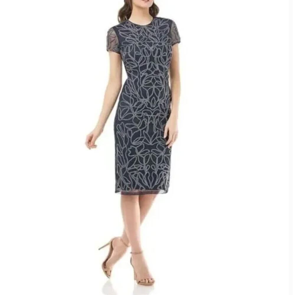 Js Collections Navy Blue Metallic Soutache Dress … - image 8